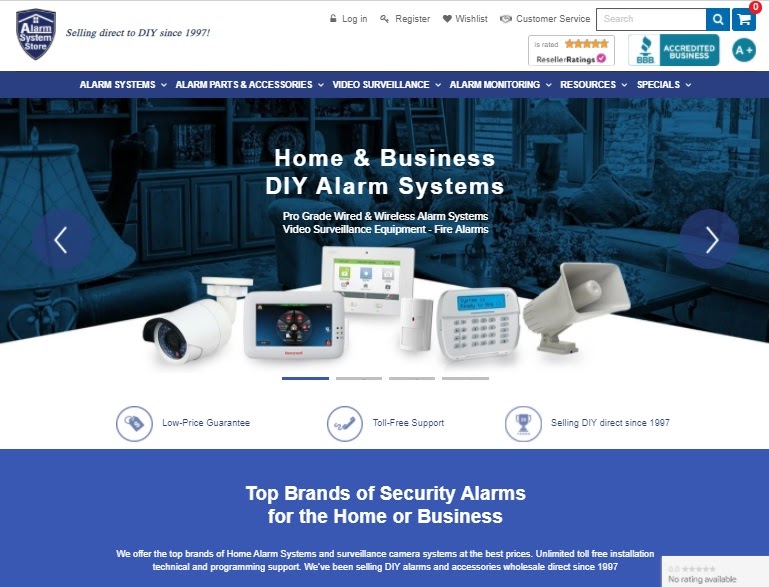 Alarm Systems Store home page