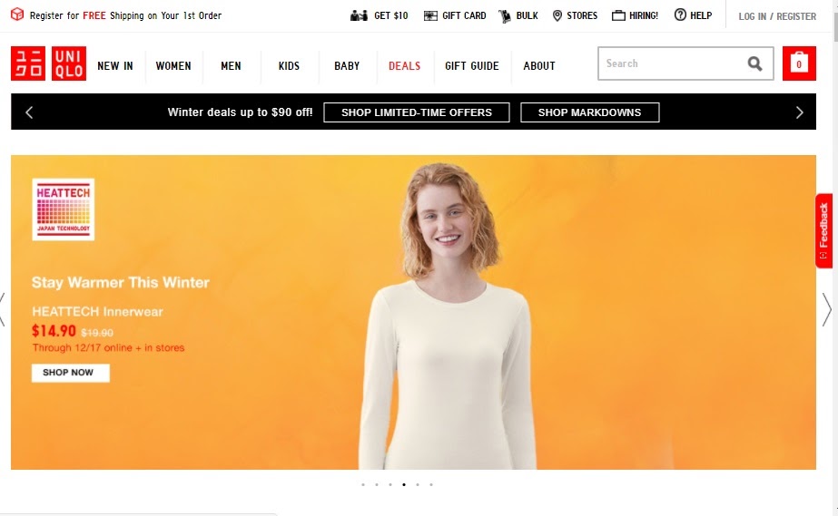 Uniqlo website home page