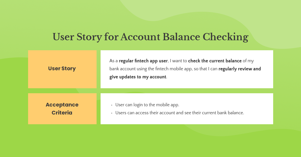 checking account balance user story