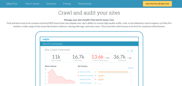 moz site audit and crawl