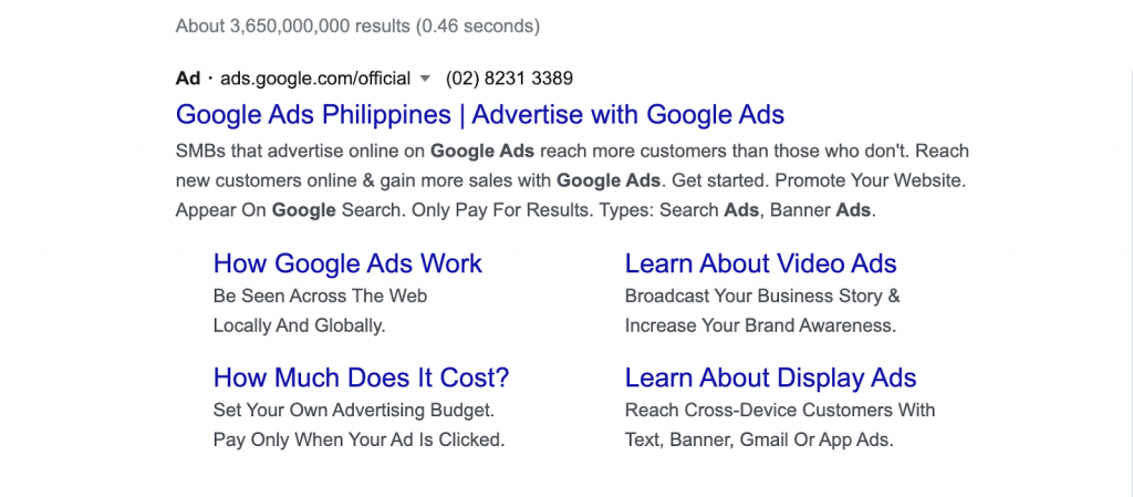 google ads example